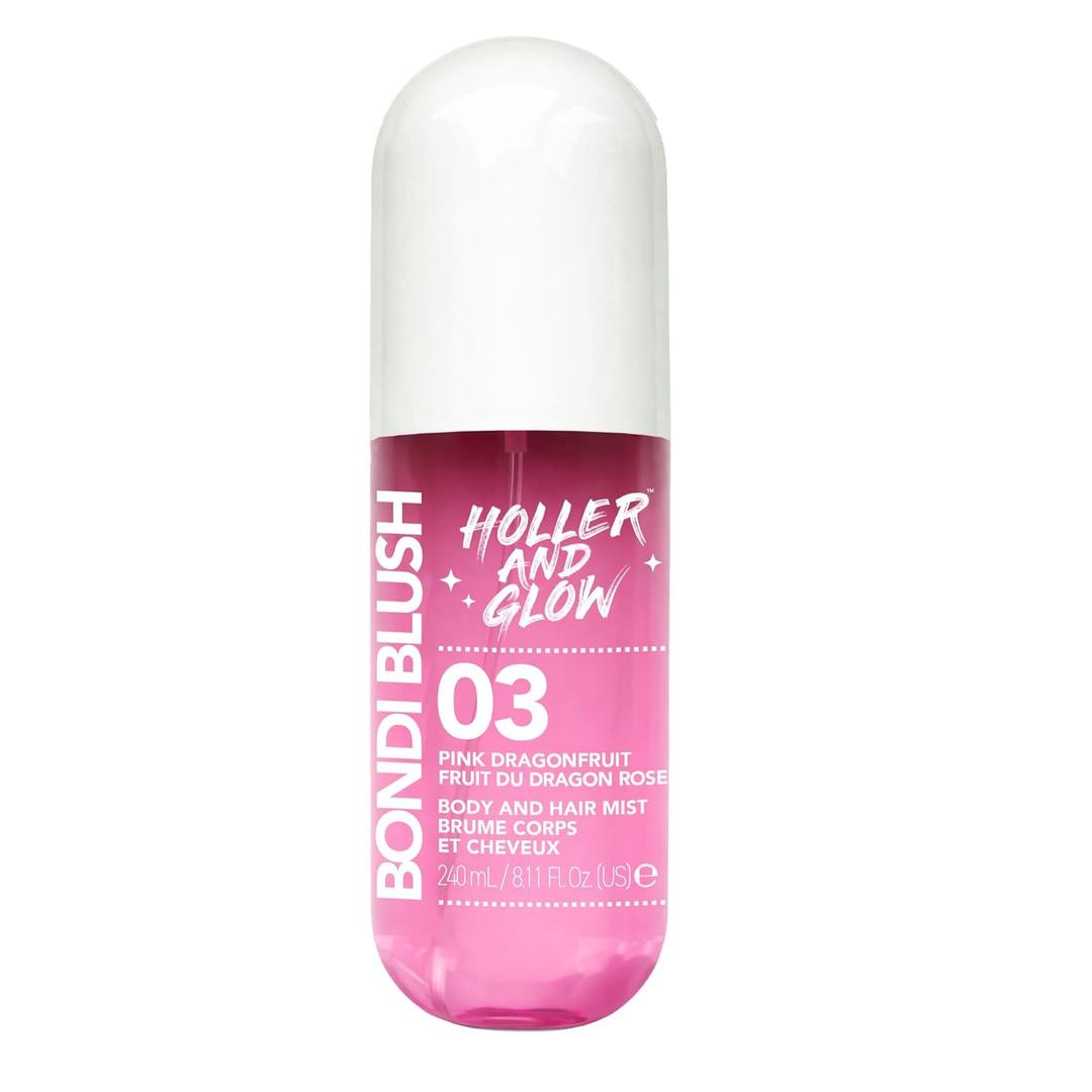 Holler And Glow Bondi Blush Pink Dragonfruit Body & Hair Mist, Body Spray For Women, Hair Perfume For Women, Jasmine, Amber Scented, Floral & Tropical Fragrance Notes, 8.11 Fl Oz