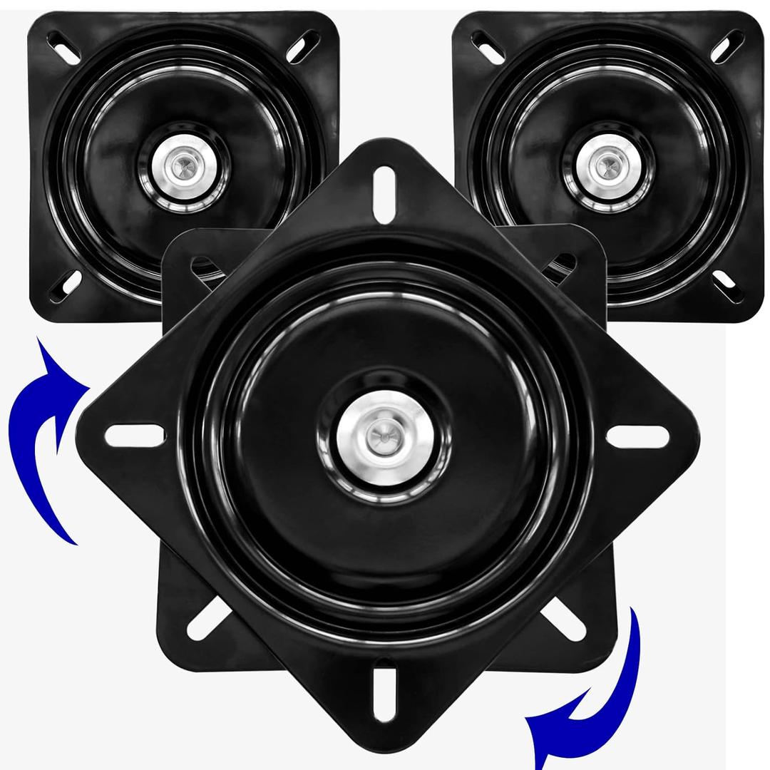 3Pack Heavy Duty Bar Stool Swivel Plate, 6Inch Chair Swivel Base with Solid Ring of Ball Bearings, 400lbs Capacity Replacement Swivels-Seat Parts Lazy Susan Hardware for Barstools Recliner Chair Boat