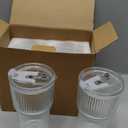 20oz Ribbed Glass Cups with Lids and Straws,2PCS Glass Tumbler with Straw and Lid,Iced Coffee Cups Drinking Glasses for Juice Whiskey Cocktail Beer
