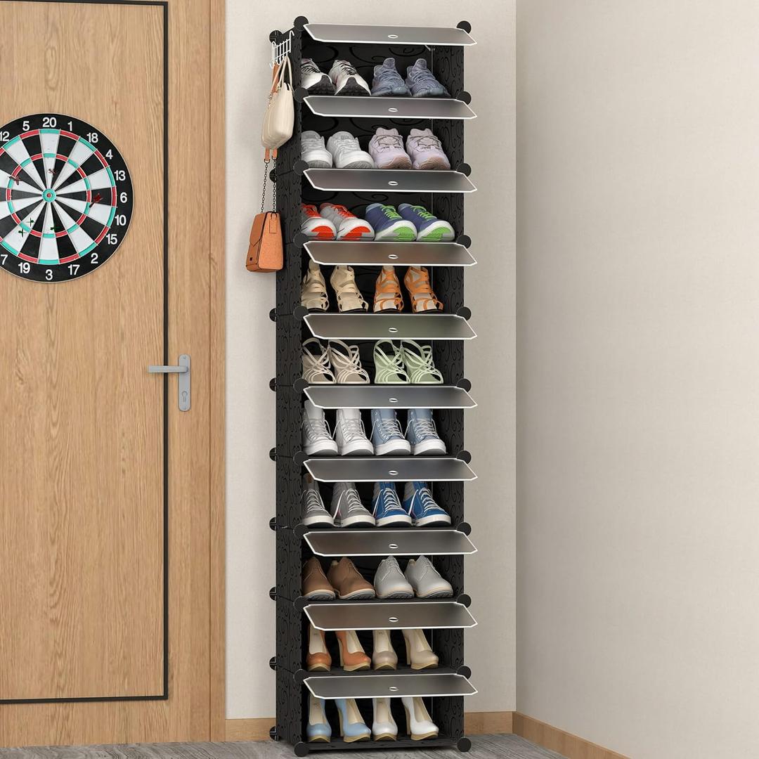HOMIDEC Shoe Storage, 10-Tier Shoe Rack Organizer for Closet 20 Pair Narrow Shoes Shelf Cabinet for Entryway, Bedroom and Hallway (Black)
