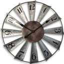 Mrocioa 24inch Windmill Distressed Metal Wall Clocks Rustic Large Decorative Clock Oversized Farmhouse Decor,Non Ticking,Battery Operated