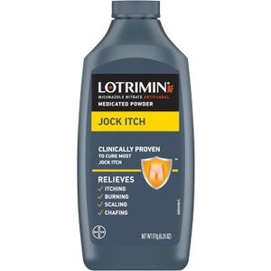 Lotrimin Antifungal Jock Itch Medicated Powder with Miconazole Nitrate, Jock Itch Treatment for Men, Women, and Kids Over The Age of 2, 6.25 oz Bottle