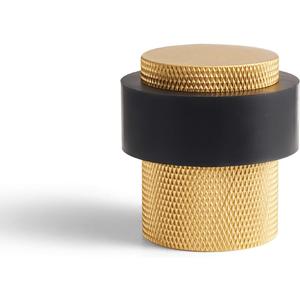 PANALI Floor Door Stop,1-1/2" Length 1-3/5"Height Cylindrical Floor Mount Door Stopper, Solid Heavy-Duty Brass Door Holder for Wall Protector, Brass Doorstop 1Pack,Brushed Brass