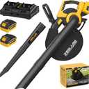 ZEGJAW 40V Cordless Leaf Blower & Vacuum, 3-in-1 Leaf Vacuum Mulcher with Bag, 360CFM 5-Speeds Brushless Battery Operated Leaf Blower for Lawn Care with 2 x 4.0Ah Battery & Charger Included