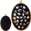 Yalikop Pin Display Board Fabric Enamel Pin Boards Wall Hanging Brooch Earrings Necklace Jewelry Holder Organizer Display Storage for Home and Holiday(Black,11.4" X 8.6",1)