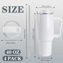 DS 8 Pack Sublimation Tumblers 40 OZ with Handle Blank Insulated Large Tumbler Bulk, Coffee Travel Cups Stainless Steel Travel Mug for Diy Craft Heat Press Print
