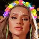 JONKY Light Up Daisy Headband Rainbow Hippie Flower LED Headbands Tassel Floral Headpiece Rave Hair Accessories for Women (Style2)