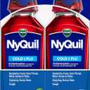 Vicks NyQuil, Nighttime Relief of Cough, Cold & Flu Relief, Sore Throat, Fever, & Congestion Relief, Cherry Flavor, Twin Pack, 12 FL OZ