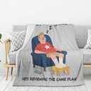 Funny Birthday Gifts for Dad Husband, Humor Dads Gifts from Daughter Son, Cozy Reviewing The Game Plan Design for Couch, Super Soft Throws Blanket for Couch Bed, Lounge and Napping, 60"x50"