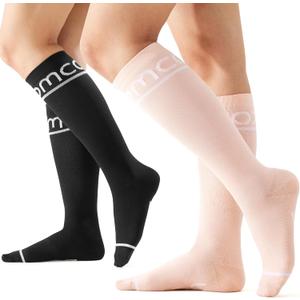 Momcozy Compression Socks for Women 20-30mmHg, 2 Pairs Graduated Compression for Circulation & Swelling, Size Large
