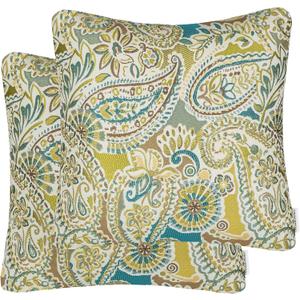 Pack of 2 Decorative Accent Throw Pillow Cover Sham Cushion Case,Paisley Pattern,20x20 Inches,Green Brown Cream Multicolor