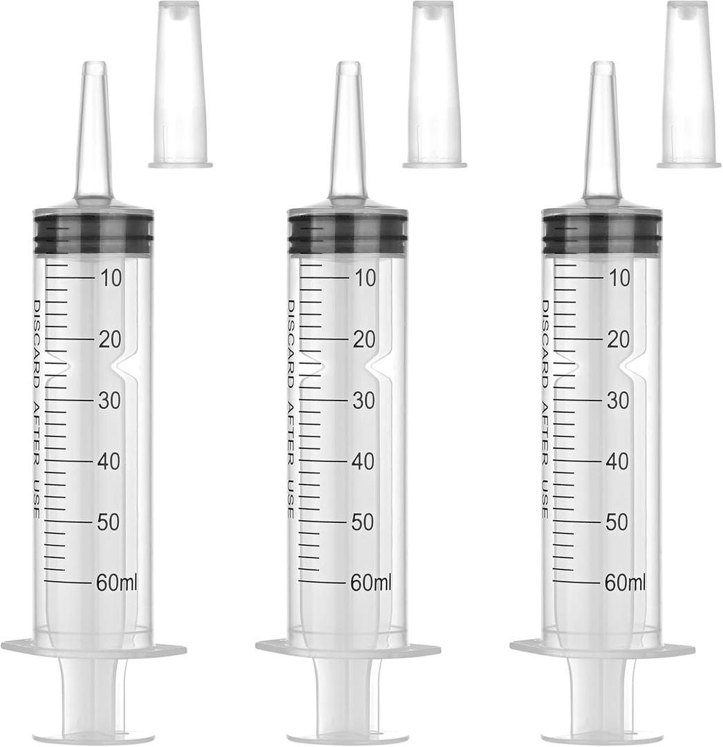 10 Pack 60 ml Syringe Without Needle, Syringe with Cap Individually Wrapped, for Liquids, Scientific Labs, Dispensing