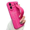 jueaes Cute Bow Case for iPhone 16 with Finger Hand Wrist Strap