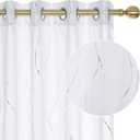 Deconovo Grommet Semi Sheer Curtains 2 PanelsCurtains Sheer for Bedroom, Semi Sheer Light Filtering for Living Room with Wave Pattern Printed, Silver, 52W x 63L