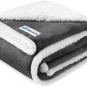 PetAmi Waterproof Dog Blanket for Small Medium Dog Puppy Cat Throw for Couch Cover Leakproof Protection, Sherpa Fleece, Reversible Soft Washable 29x40 Charcoal Gray