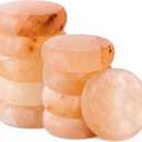 Pack of 10 Flat Oval Massage Stones, Pink Crystal Hand-Carved Stone for Massage Therapy, Deodorant and Salt and Sugar Scrubs, Spa Himalayan Salt Rocks