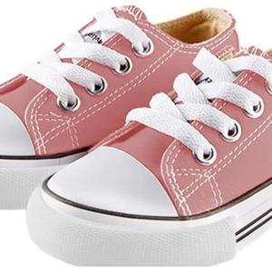 Mvlsoct Boys and Girl Low Top Canvas Kids Lace up Sneakers, Size 25