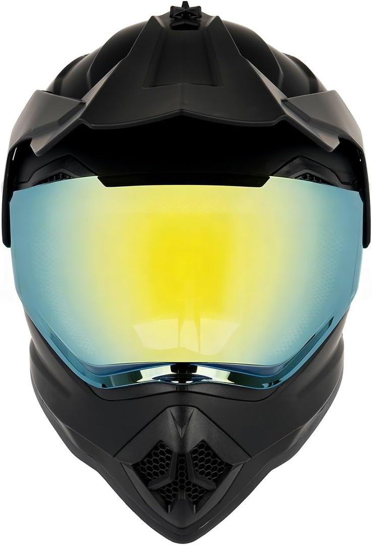 Orthrus Youth Dirt Bike Helmet DOT Kids Dual Sport Full Face Helmets | with Sun Visor for Motorcycle ATV UTV Off-Road Street Riding BMX Four Wheeler Snowmobile Go Kart, Matte Black, X-Large