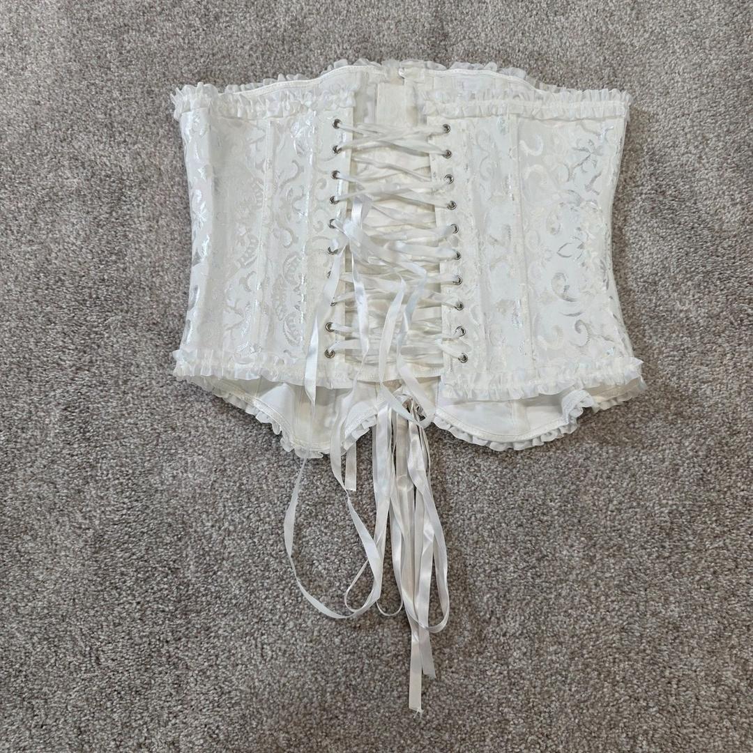 White Brocade Bustier Corset Sexy Glam Coquette Fairycore, 6XL