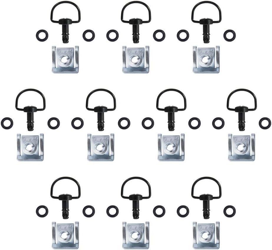 MOTO4U Motorcycle Race Fasteners Quick Release D-Ring Race Fasteners Type C 14mm Dark Black, (10 Pack)