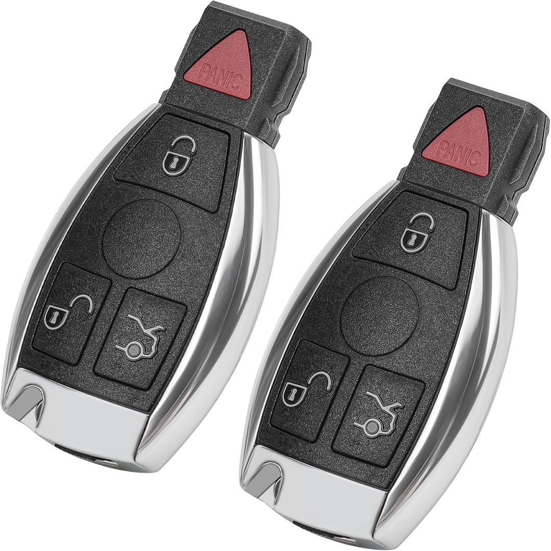 Key Fob, Keyless Entry Remote Fits for 1997-2016 Mercedes Benz E350 ML350 SLK300 CLK350 SLK350 R350 ML450 CL550 GL550 C CL E GL ML R S Class, Key Fob Replacement IYZ3312, IYZDC, 4 Buttons, 2Pack
