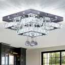 CXGLEAMING 11.8" Modern Crystal Chandelier LED Ceiling Light Fixture Suitable for Kitchen Corridor Hallway Bedroom Bathroom Dining Room 4 Petals/Raindrop Ball Square Wall Switch White Light