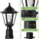 FUDESY Dusk to Dawn Sensor Outdoor Post Light, Waterproof Pole Lantern with Pier Mount Base, Exterior Plastic Lamp Light Fixture, for Garden, Patio, Pathway, Black, Bulb Included