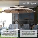 Kingdura 9ft 3-Tier Patio Umbrella with Solar Lights, Table Umbrella Outdoor Patio with Easy Crank & Tilt, 8 Sturdy Ribs, UV Protection, 32 LED Lights for Deck, Poolside, Market (Beige)