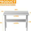 Derro Stainless Steel Table for Prep & Work, 24 x 48 in, Metal Commercial Heavy Duty Table with Backsplash and Adjustable Under Shelf and Foot for Restaurant, Home and Hotel