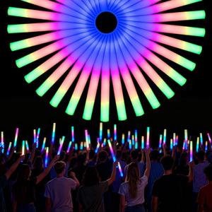 LED Foam Glow Sticks Bulk, Glow in the Dark Party Supplies with 3 Modes Flashing, Perfect for Valentine's Day, Easter, Weddings, Carnivals, Concerts, Camping, Sporting Events, Parties,Haloween (100)
