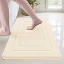 Cupic Cupid Super Soft Memory Foam 20" x 32" Bath Mat, Cream Bathroom Rugs, Non Slip Bath Mats for Bathroom Floor, Machine Washable Rugs for Shower & Tub, Quick Dry Bath Carpet for Decor