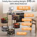 JAQ No Assembly Rotating Storage Cart, 5-Tier Rolling Kitchen Cart with Wheels, Round Large Capacity Fruit Vegetable Storage Rack, Easy Access Onion Potato Organizer, Heavy Duty Metal (Black), 36.22 X 13.5 X 13.18 Inches