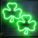 Enhon 2 Pack 11.5 Inch St Patricks Day Decoration Lights, LED Clover Window Lights USB Green Irish Shamrock Neon Tube Signs for Window Wall Bedroom Indoor Outdoor in St Patricks Day Birthday