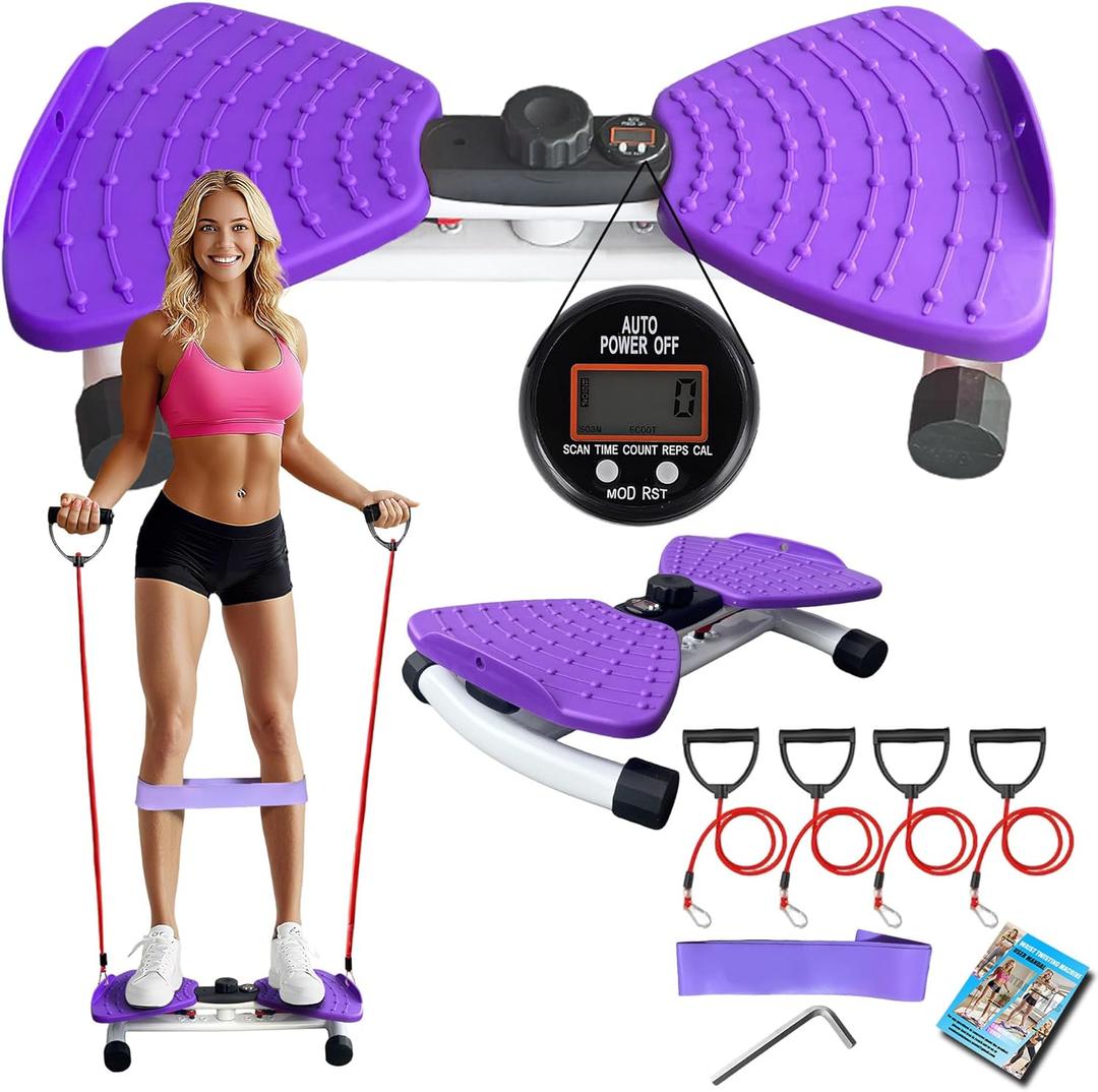 Waist Twister Machine Exercise, Ultra-Quiet Adjustable Ab Twist Board for Exercise with Smart LED Display, 350LBS Capacity, Waist Twisting Fitness Tool, Home Gym Equipment Workout for Women Men (Purple)