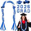 Suncalla 11 Pcs 2026 Graduation Leis Set Graduation Leis Class of 2026, Grade Braided Cords with Letters Card Patches Ribbon Lei Graduate Gift for High School Master College Grad Party(Blue White)
