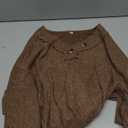 Beach Vacation Clothes for Women Long Sleeve Sweaters V-Neck Button Down T-Shirts Fall Clothing Brown Small