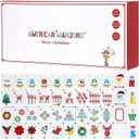 American Mahjong Tile Set(Christmas Theme) with Carrying Bag and Accessories, 160 Acrylic Engraved Mahjong Tiles with Racks with Pushers, Mahjong Tile Set for Family Friends