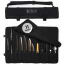 Asaya Waxed Canvas Chef Knife Roll Bag with 10 Slots and a Zipper Pocket - Professional Chef Knife Bag & Storage Case, with Shoulder Strap - Knives Not Included (Black)