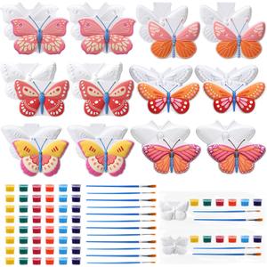 Foilswirl 24 Set Butterfly Ceramic to Paint Spring Butterfly DIY Painting Kit Paint Your Own Crafts Unpainted Figurines Decor with Brushes Acrylic Bags for Spring Decor Party Favor Gifts