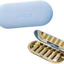 Dosey 7 Day Pill Compact Travel Pill Organizer - Pill Case with 7 Pill Compartments for Medicine Storage & Protection Stylish & Elegant Medication Organizer with Mirror (Blue)