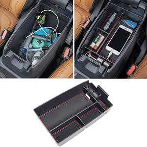 TOPINSTALL Red Center Console Organizer Compatible with Ford Escape 2020-2025/Bronco Sport 2021-2025 Accessories, Long Compartment Armrest Box Storage Tray Coin Container