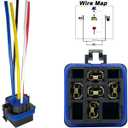 irhapsody 5 Pack 40/30 AMP 12V DC Waterproof Relay Kit with Heavy-Duty Pigtail, 5-PIN SPDT Automotive Relay
