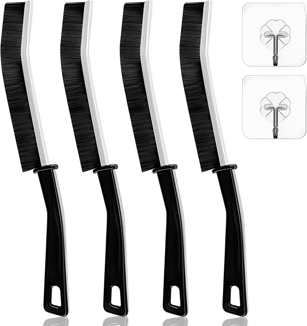 4 x OKOM Multifunctional Stainless Steel Crevice Cleaning Brush - Hard Bristles for Kitchen & Bath Gap Cleaning