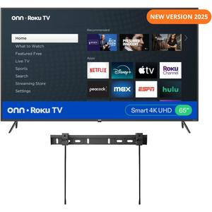 ONN 65-Inch Class 4k HDR10+ Smart TV + Free Wall Mount with Wi-Fi Connectivity and Mobile App | Flat Screen TV | Compatible with Home Kit | Alexa and Google Assistant 