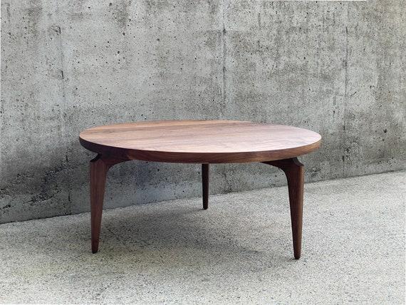 Triangle Coffee Table Solid Wood Mid-Century Modern Vintage Oval End Table for Living Room, Home Office