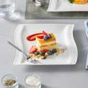 MALACASA Ivory White Dinnerware Set, 12 Pieces - Porcelain Dinner Plates, Dessert Plates and Bowls, Square Flora Pattern