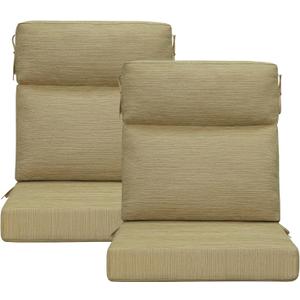 Outdoor High Back Chair Cushion, 2 Pack 44x21 inches Patio Chair Cushions Water Repellent Rocking Cushions Indoor Furniture Seat Pad, Warm Taupe