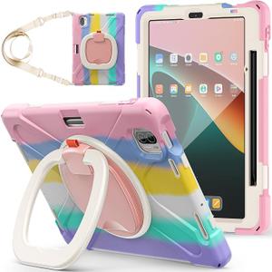 Shock Resistant Shockproof TPU Tablet Cover Case for Xiaomi MI Pad 5/Mipad 5 Pro 11 inch 2021, Swivel Kick Handle Shoulder Strap, Shockproof Drop Proof