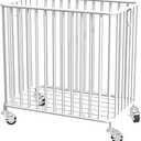 Easyars Laundry Basket with Wheels,Large-size Metal Rolling Laundry Organizer Basket Cart,Clothes or Linen Storage Organizer Bin for Living Room,Bathroom,Closet or Children Bedroom,White