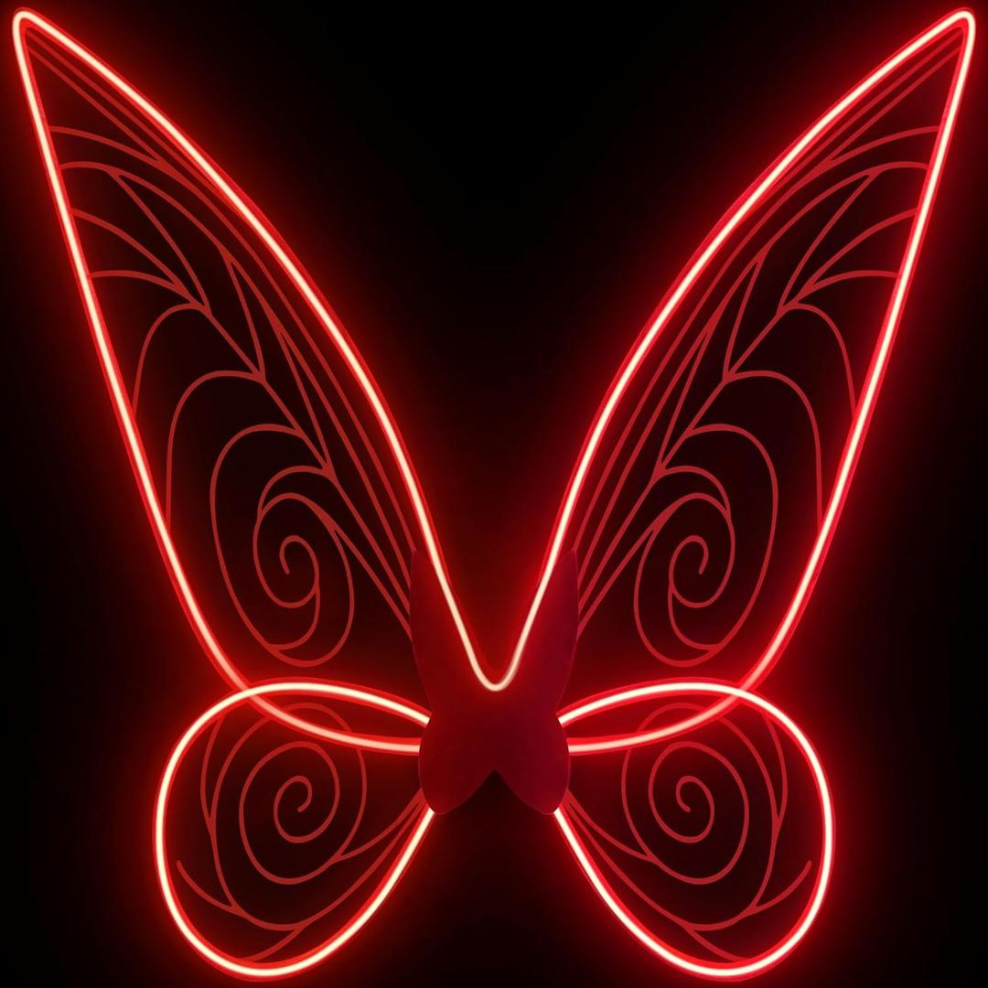 quescu Light up Fairy Wings for Adults,Electroluminescent Wire LED Butterfly Wings for Girls Women,Halloween Costume Dress Up (Red)